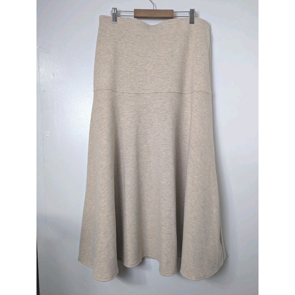 OGL Move Size L Maxi Skirt Wool Blend Stretch Heathered Beige 36.5" Length NEW